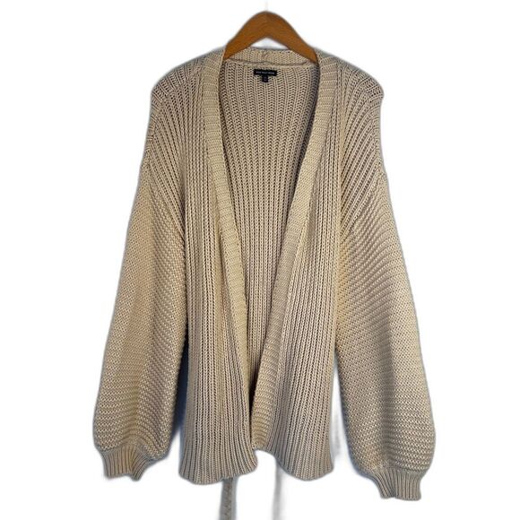 Who What Wear Tan Open Front Belted Chunky Knit Oversized Cardigan Size XS - Picture 1 of 8